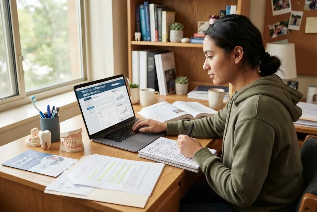 Student preparing a dental school application